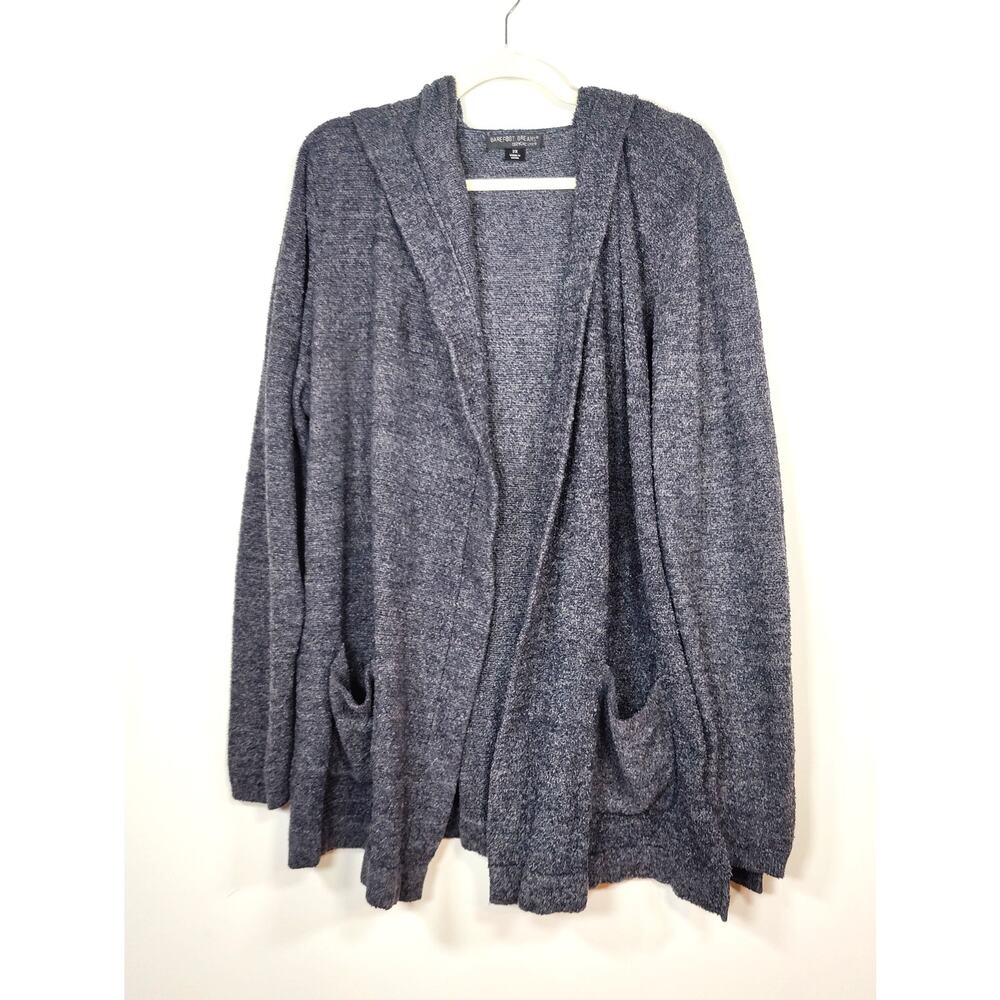 Barefoot‎ Dreams Cozychic Lite Hooded Cardigan Charcoal Gray Pockets 2X